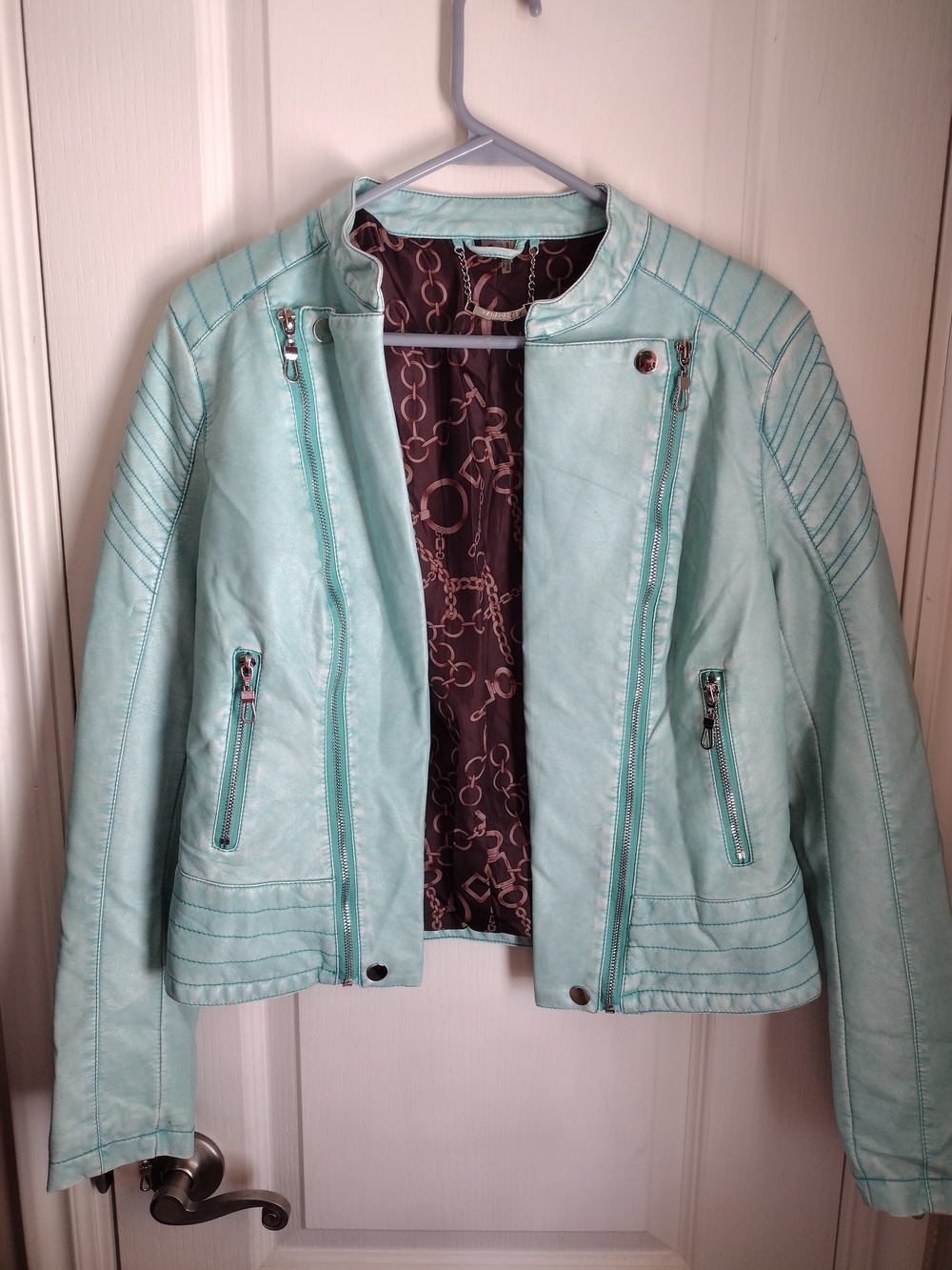 Paparazzi By Biz Mint Faux Leather Biker Jacket - Women's Size small